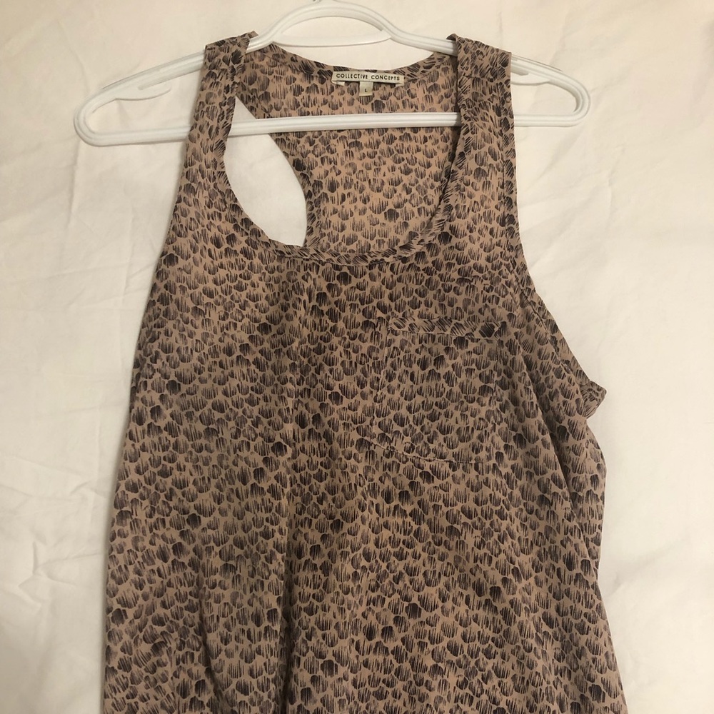 Sleeveless pink and black silk top